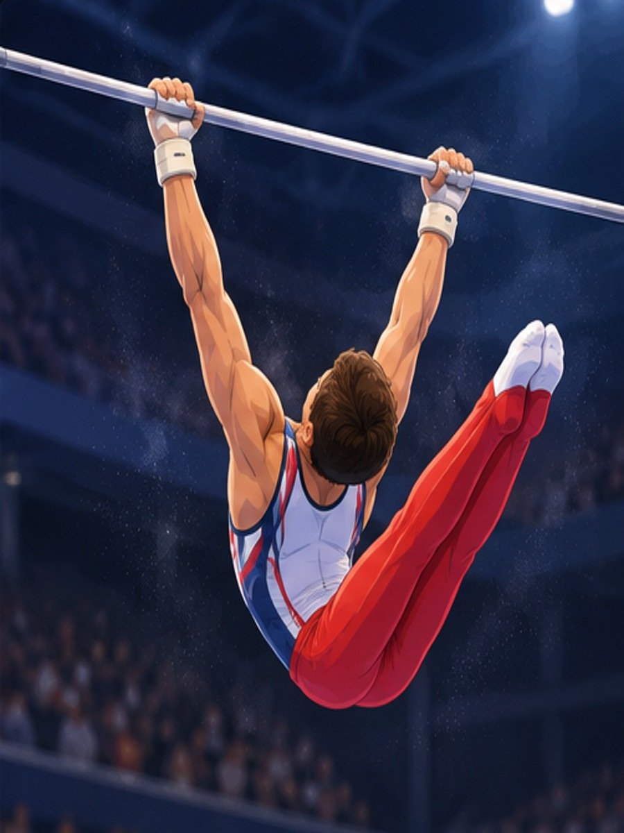 Illustrated Horizontal Bar gymnast