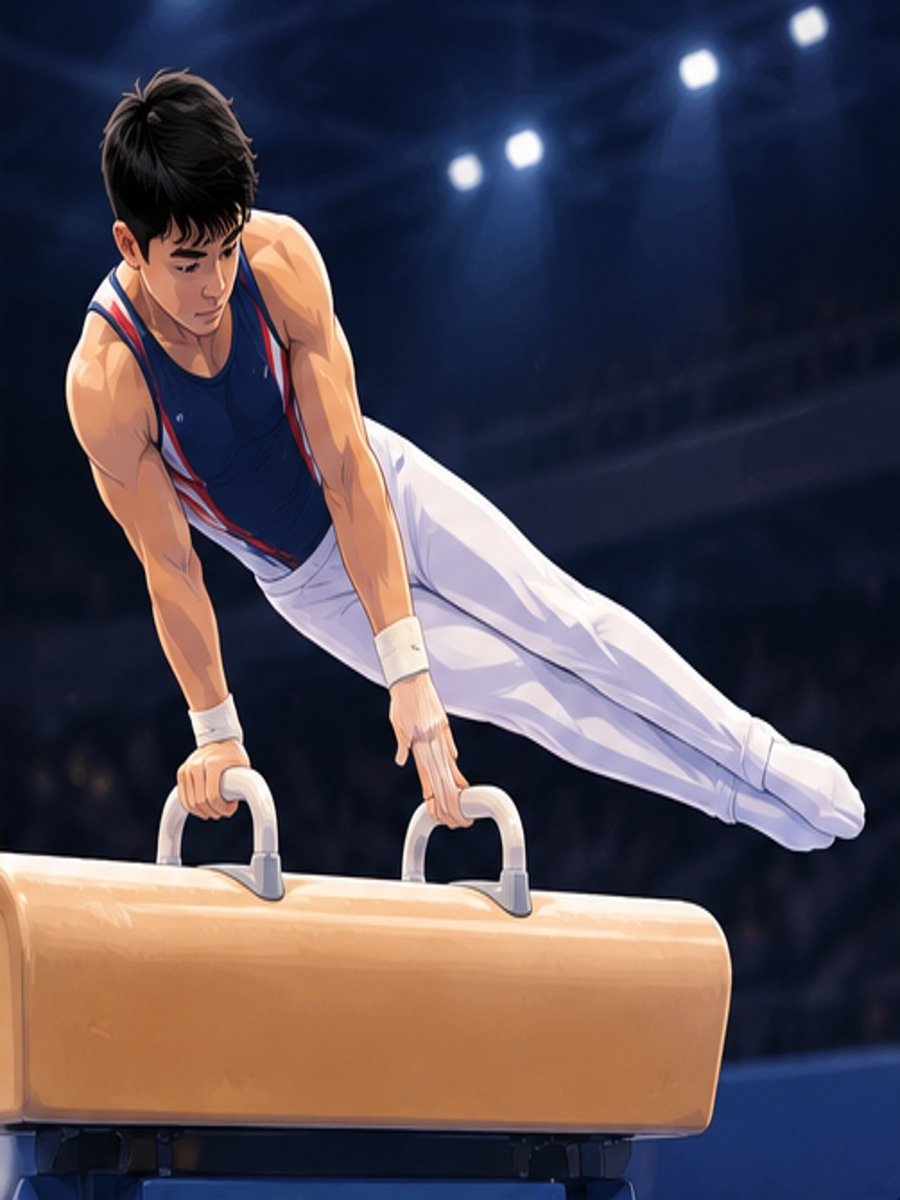 Illustrated Pommel Horse gymnast