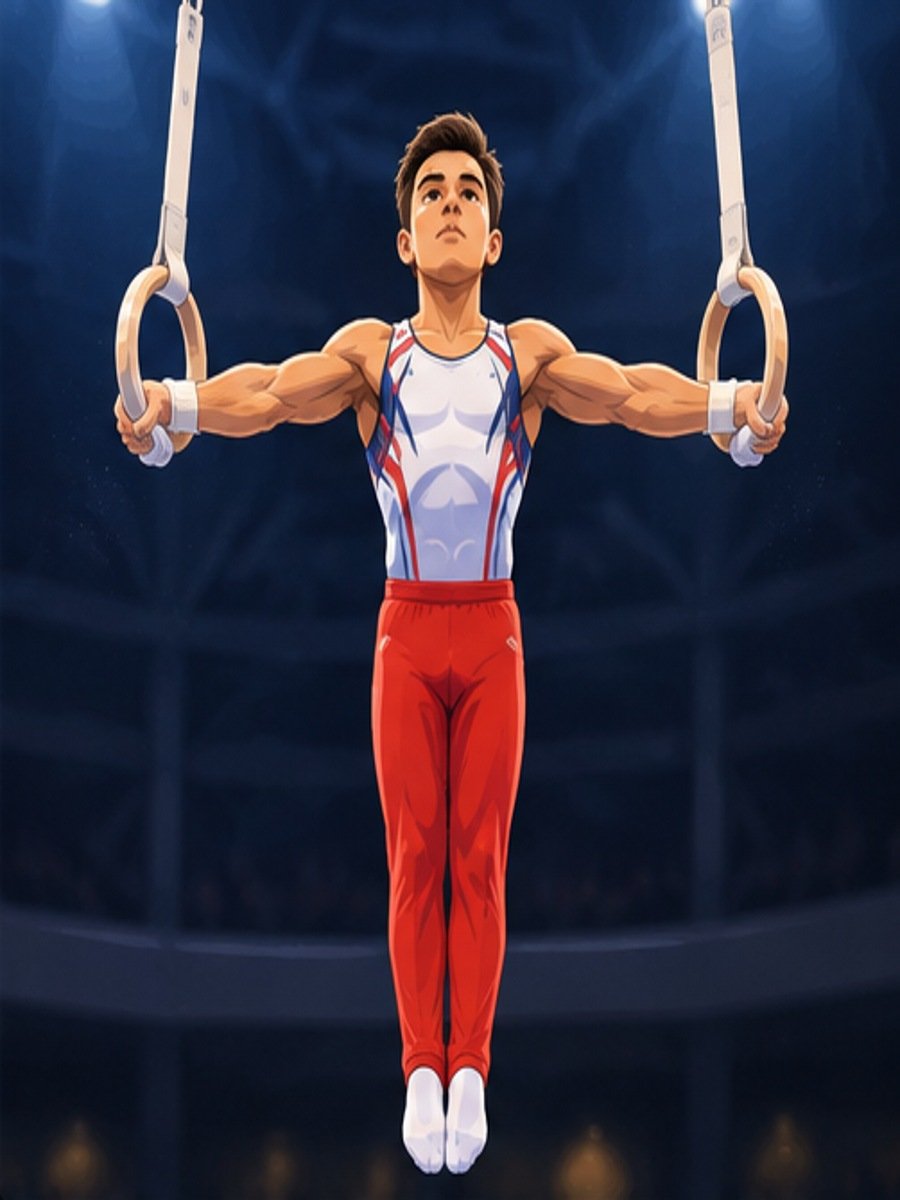 Illustrated Still Rings gymnast